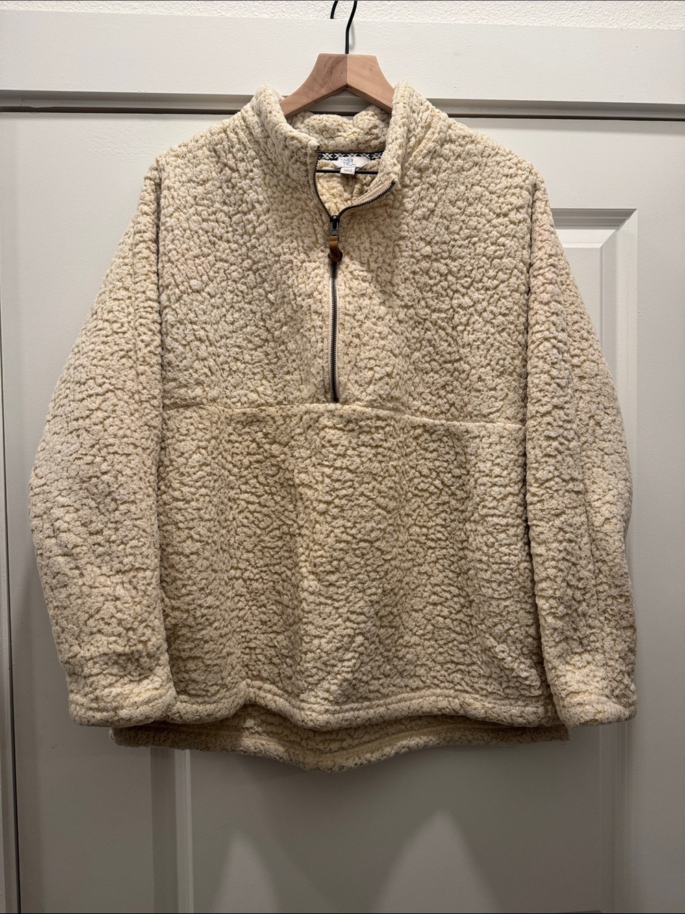 Time and Tru Cream Sherpa Jacket with Black Trim - XL